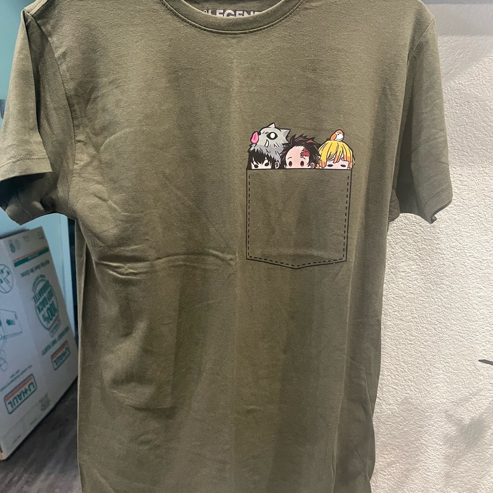 Kids Olive Green Graphic T-Shirt